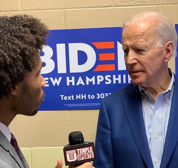 student interviews President Joe Biden for Temple Update.